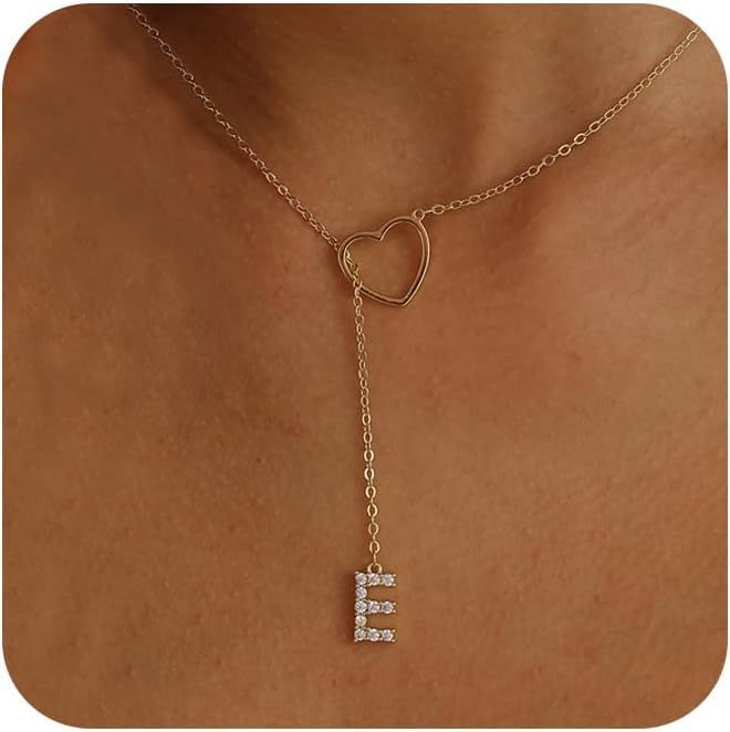 Brass Gold Plating Full Inlaid Zircon Name letter Neclace