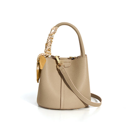 Genuine Leather Advanced Texture Bucket Bag